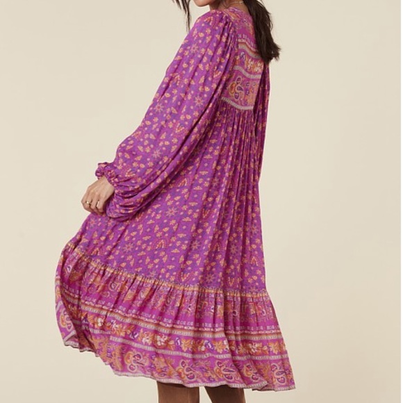 Spell Madame Peacock Boho Midi Dress, Boysenberry, Small, Like New - Picture 4 of 6
